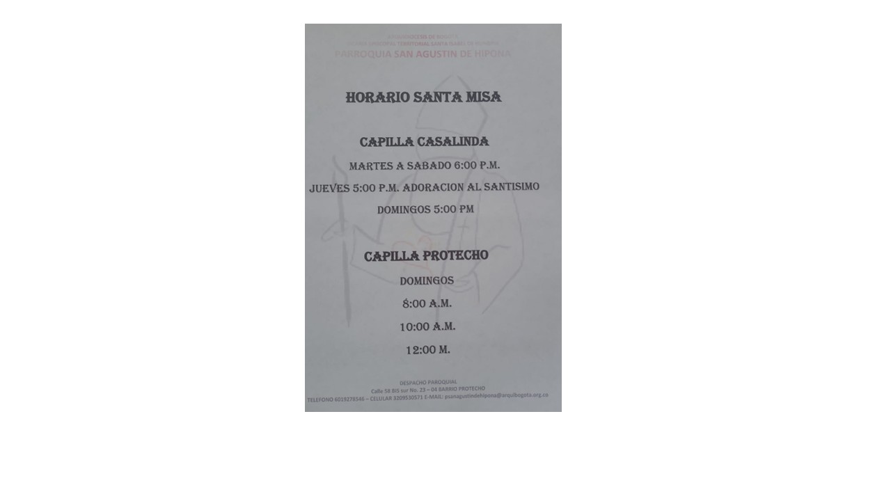 Horario Eucaristías